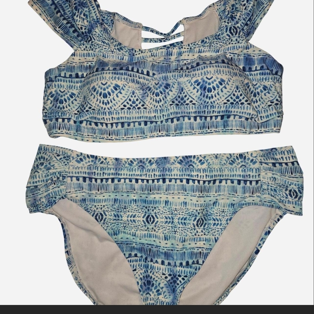 Blue Patterned Womens Swim Suit
